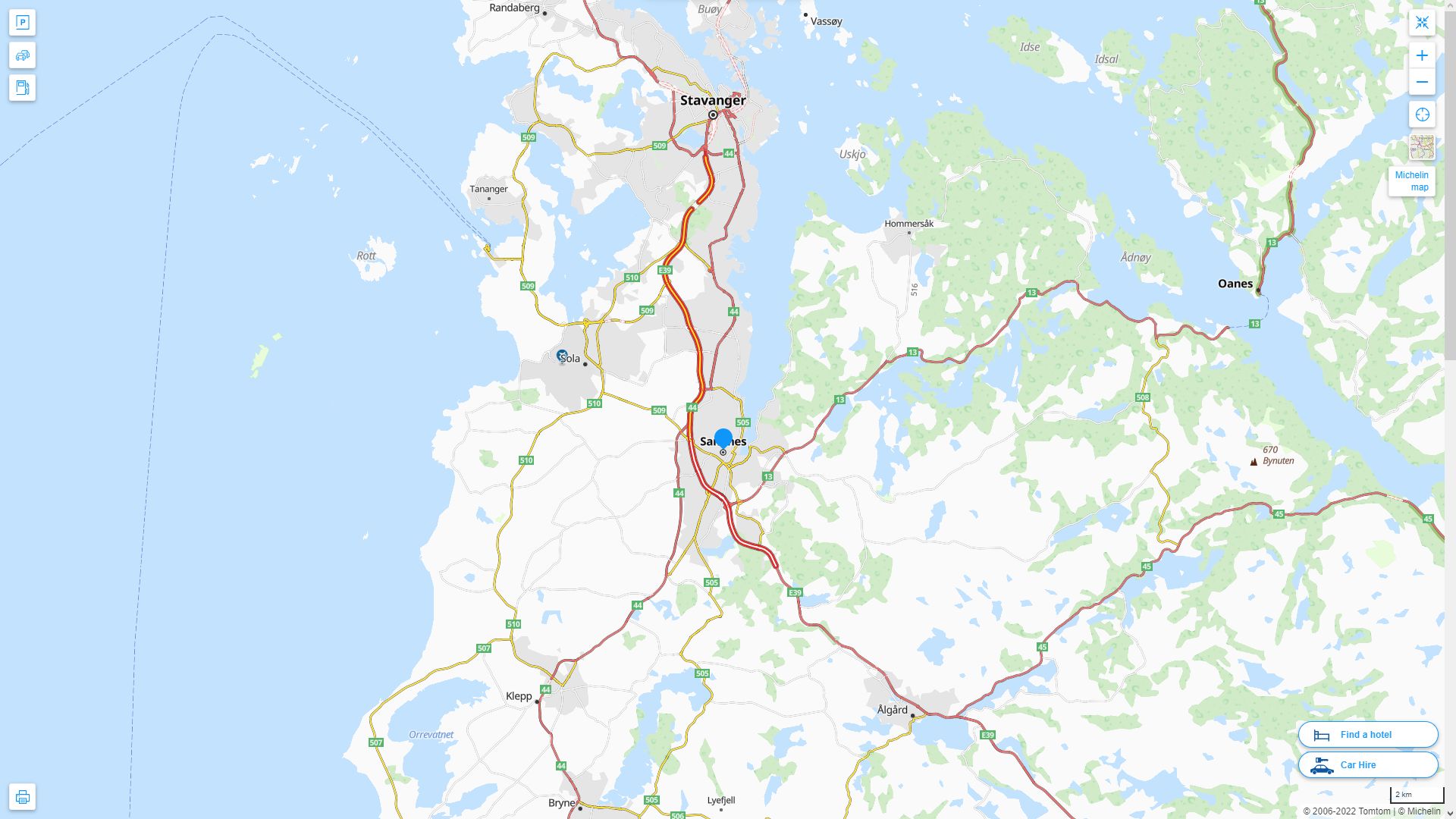 Sandnes Norvege Autoroute et carte routiere